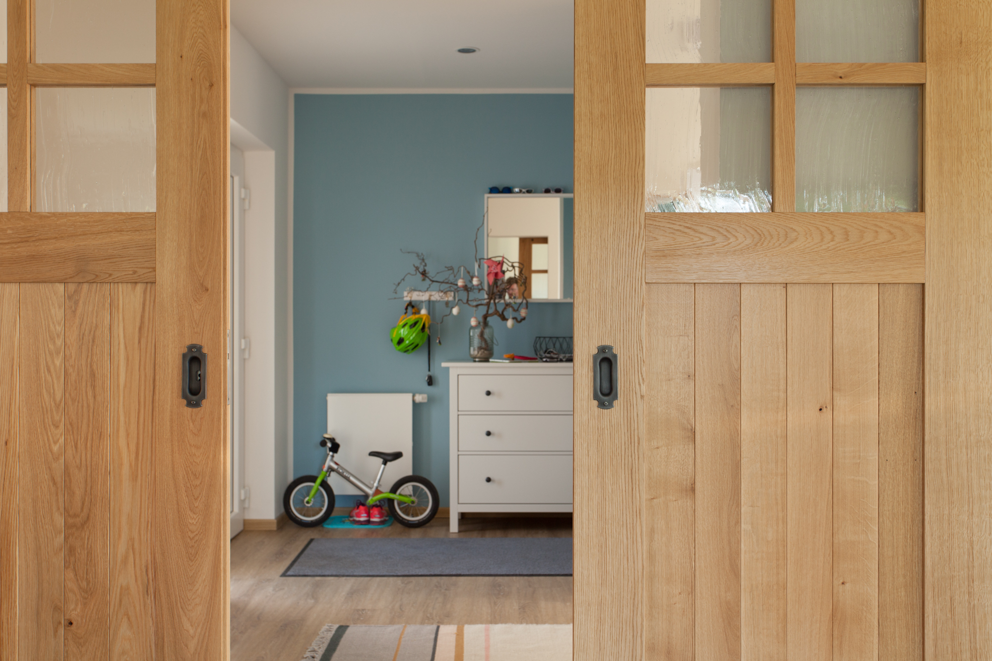 Massbinet Schiebetür Set - Massivholz Mit Glas Für Innenräume