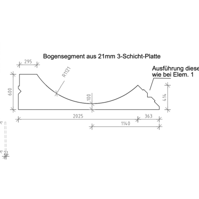 Autobahnbrücke - Schalteil Skizze Bogensegment